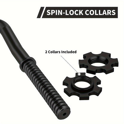 Fitness Equipment 47-Inch EZ Curl Bar with 1-Inch Plate Sleeves, Spin-Lock Collars and 220 lb Capacity