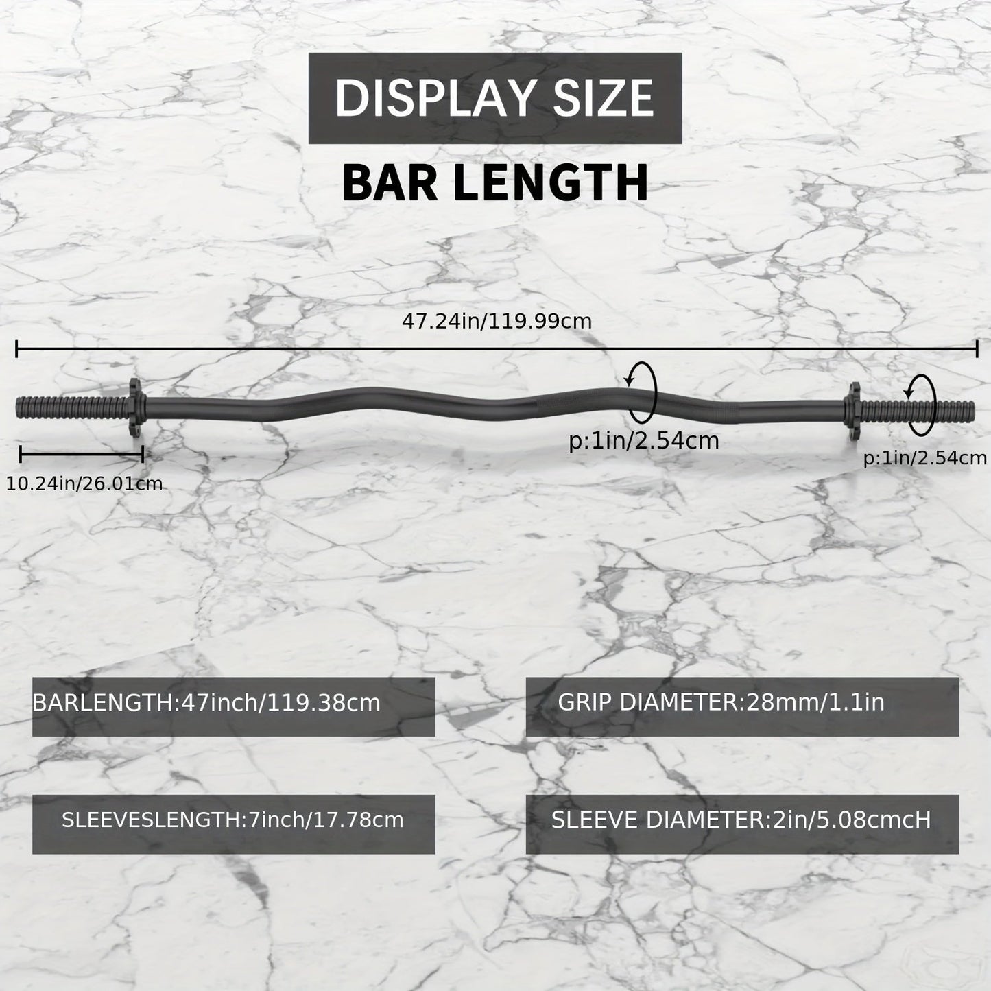 Fitness Equipment 47-Inch EZ Curl Bar with 1-Inch Plate Sleeves, Spin-Lock Collars and 220 lb Capacity