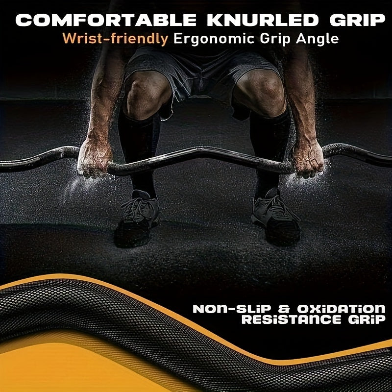 Fitness Equipment 47-Inch EZ Curl Bar with 1-Inch Plate Sleeves, Spin-Lock Collars and 220 lb Capacity