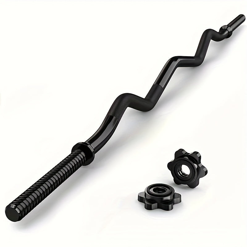 Fitness Equipment 47-Inch EZ Curl Bar with 1-Inch Plate Sleeves, Spin-Lock Collars and 220 lb Capacity