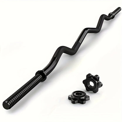 Fitness Equipment 47-Inch EZ Curl Bar with 1-Inch Plate Sleeves, Spin-Lock Collars and 220 lb Capacity