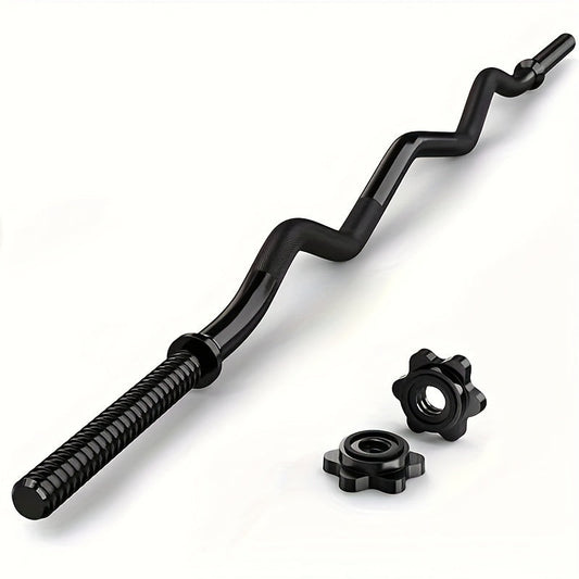 Fitness Equipment 47-Inch EZ Curl Bar with 1-Inch Plate Sleeves, Spin-Lock Collars and 220 lb Capacity