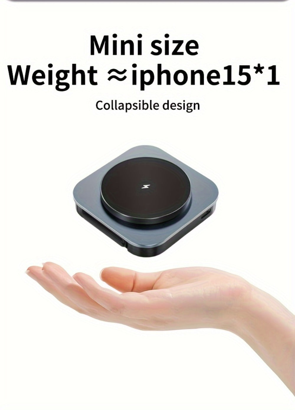 Wireless Charging Station, T11 Foldable 3-in-1 15W Travel Pad in Black for iPhone, Apple Watch and AirPods