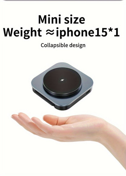 Wireless Charging Station, T11 Foldable 3-in-1 15W Travel Pad in Black for iPhone, Apple Watch and AirPods