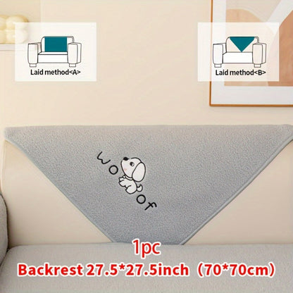 Sofa Cover Embroidered Plush-Texture Panels for Single to 4 Seats, Backrest, Armrest or Pillowcase