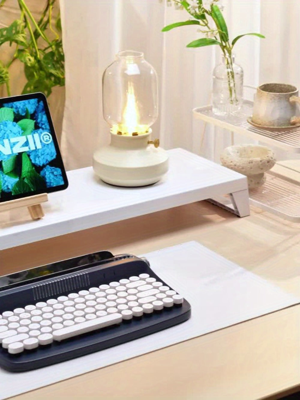 Retro Wireless Keyboard AJAZZ AF84 2.4G Dual-Mode – 84 Keys, Type-C Charging, Built-In Phone Stand, Classic Vintage Design for PC, Mac, Laptop & Tablet | Yellow