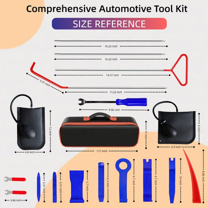 Air Wedge Pump Car Door Unlock Kit – Emergency Lockout Tool Set with Long Reach Grabber & Window Opening Gripper, 20 & 26-Piece No Battery Required