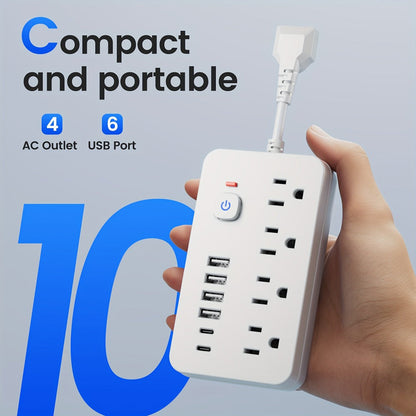 Power Strip Wall-Mount Outlet Extender with 10-in-1 or 14-in-1 Port Layout, USB-C and Master Switch