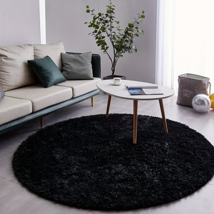Area Rug, Round Shaggy Plush Carpet in Seven Colors and 4-, 5- or 6-Foot Diameters with Spot-Clean Care