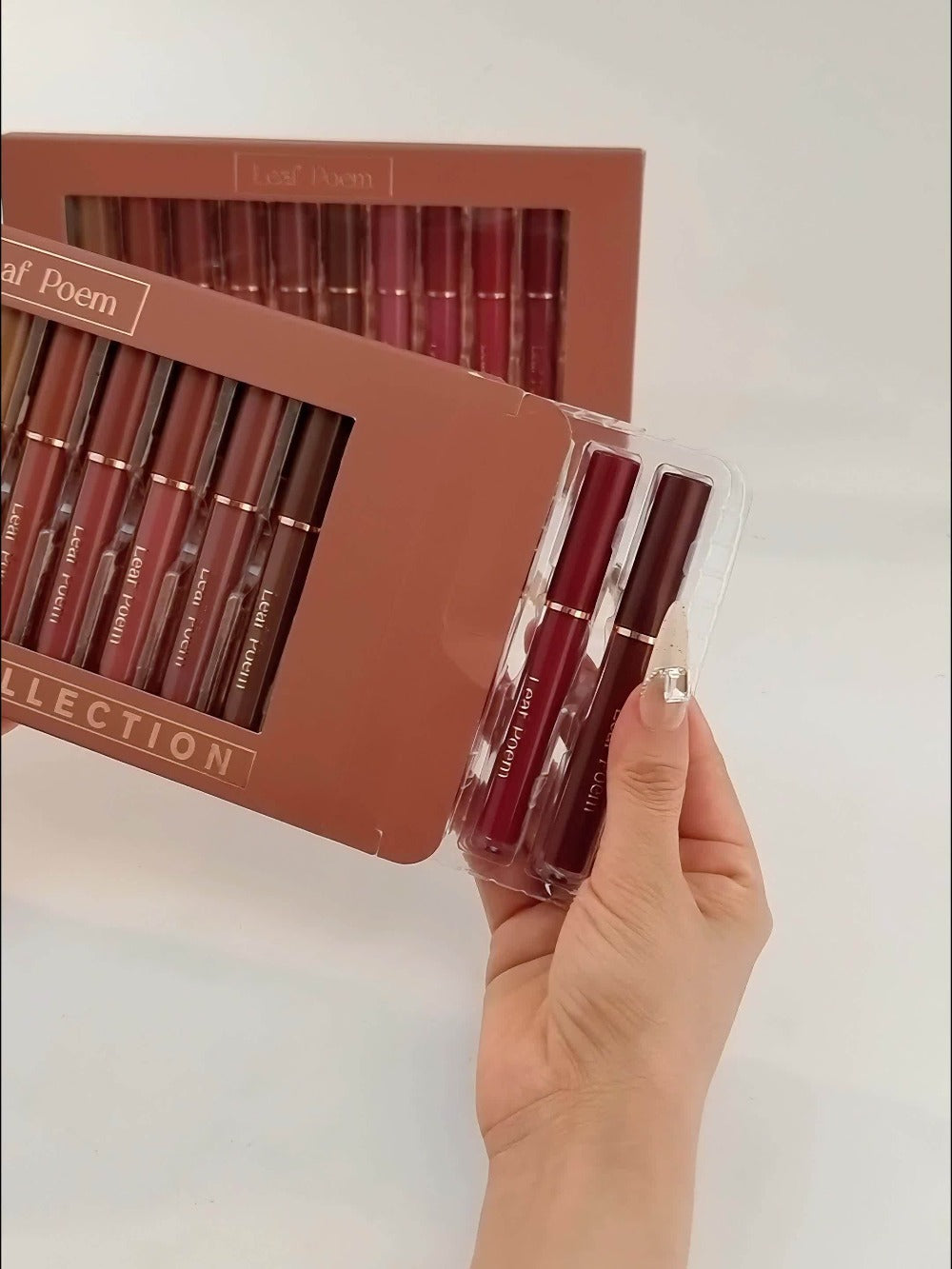 Lip Gloss Set by Leaf Poem with 12 Mixed Lip Colors, Slim Tube Applicators and Presentation Box