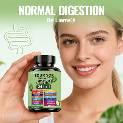 Dietary Supplement Sea Moss 24-in-1 Capsules with Soursop, Lion’s Mane and Shilajit, One or Two Bottles