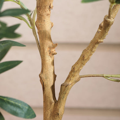 Slender Potted Olive Artificial Tree with Complete 4, 5, 6 and 7 ft Height Options and Faux Fruit Detail