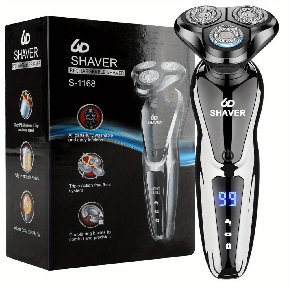 Electric Shaver 2-Pack with 3D Floating Heads, LED Power Indicators and Rechargeable Washable Design