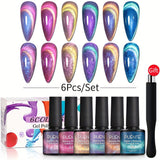 6pcs Aurora Polaris Cateye Gel