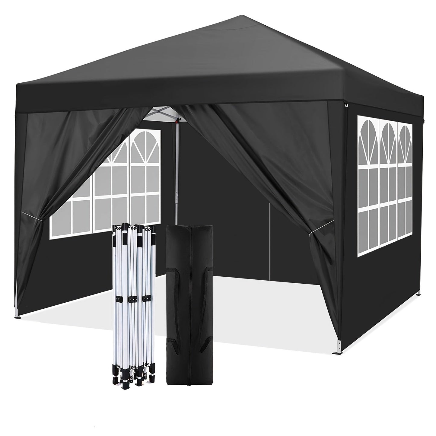 10x10ft Pop-Up Canopy Tent with Four Removable Sidewalls, Mesh Windows and Five Color Options