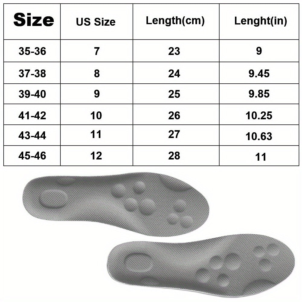 Three-Pair 4D Foam Shoe Inserts in Gray or Orange with Five EU Size Options for Everyday Footwear