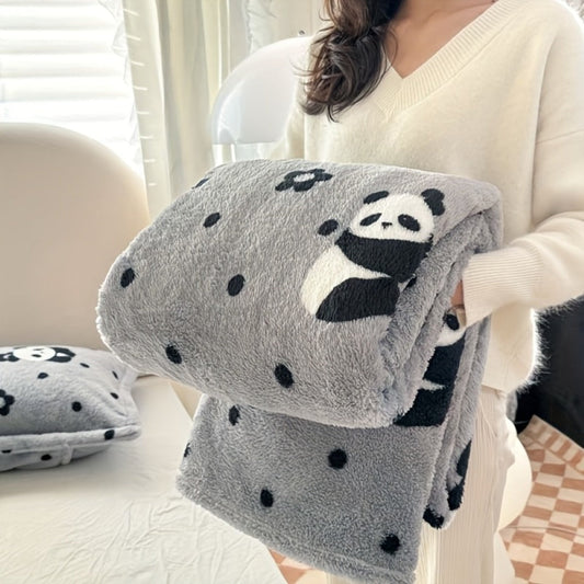 French Plaid Double-Sided Flannel Blanket – Soft Panda & Grid Pattern Throw for Sofa, Bed & Travel, Machine Washable, 6 Designs, 4 Sizes