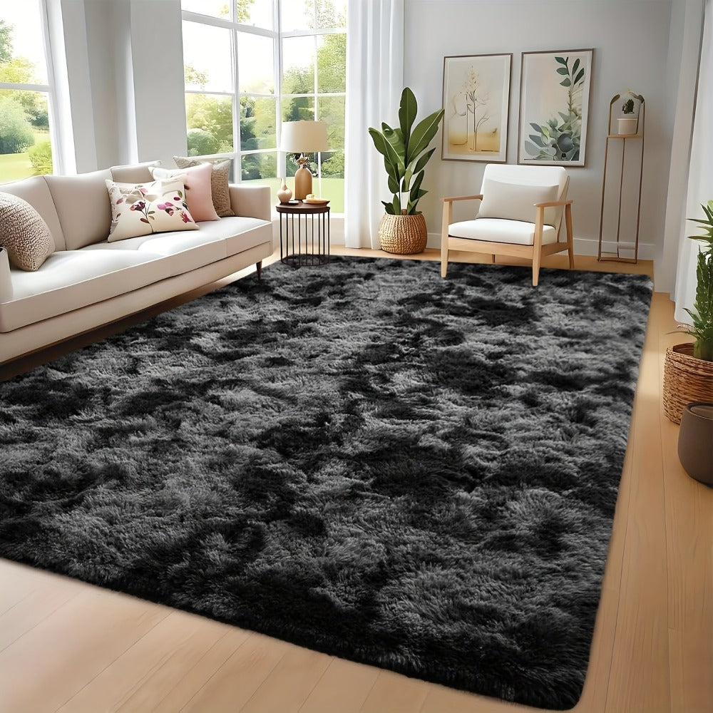Area Rug Tie-Dye Shaggy Plush Design with Six Colors and Four Washable Sizes for Bedroom or Dorm