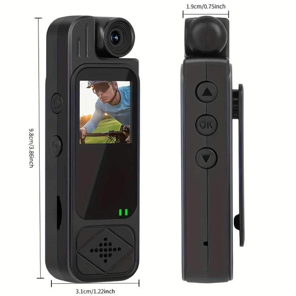 1080P Body Camera 180° Rotating Lens Portable Handheld Camcorder, USB Rechargeable, Compact Video Recorder for Vlogging Travel Meetings Celebrations, Gift for Kids Adults