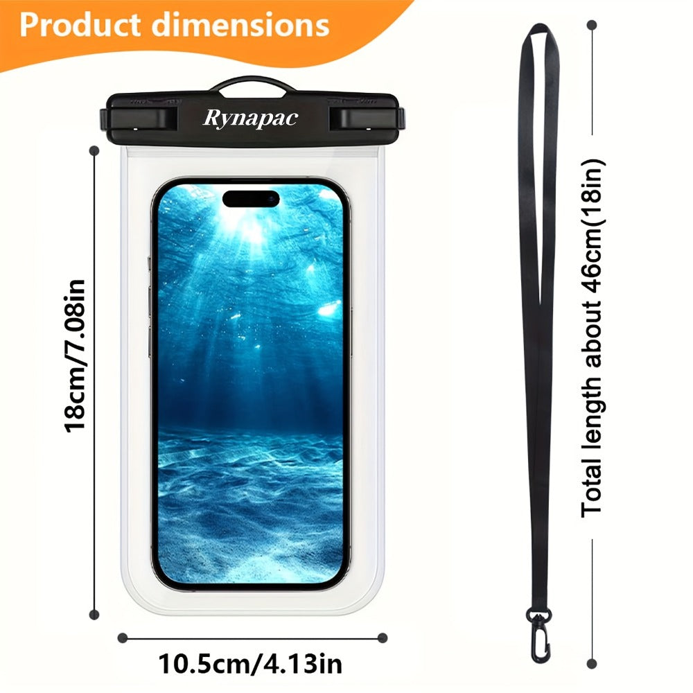 Glossy Waterproof Phone Pouch 2 Pack for iPhone 16 15 14 Pro Max Samsung S24 S23 – Swim Beach Boating Underwater Dry Case Bag with Secure Seal