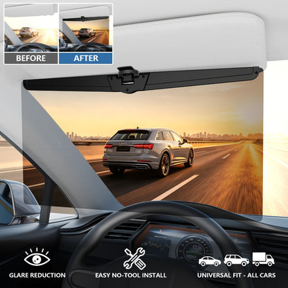 Sun Visor Extender for Car Polarized Anti-Glare UV400 Blocker Clip-On Adjustable Extension Universal Fit Windshield Sun Shade for Safe Comfortable Driving All Vehicles