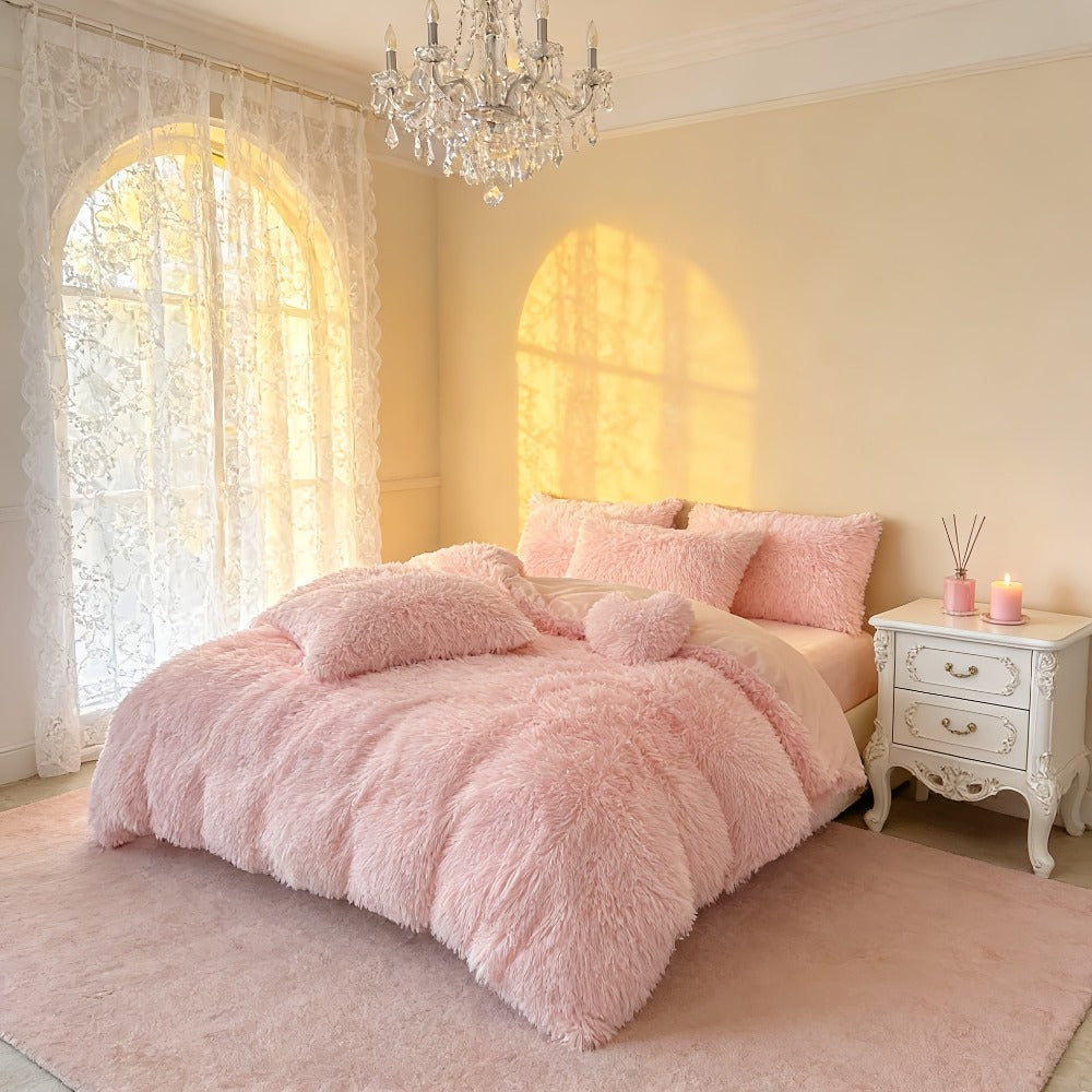 Velvet Duvet Cover Set Fluffy Plush Bedding Minimalist Solid Color, Carved Velvet Quilt Cover with Pillow Shams, Soft Cozy Bedroom Essentials Twin Full Queen King, Black Beige Grey Pink Purple Blue Red Yellow