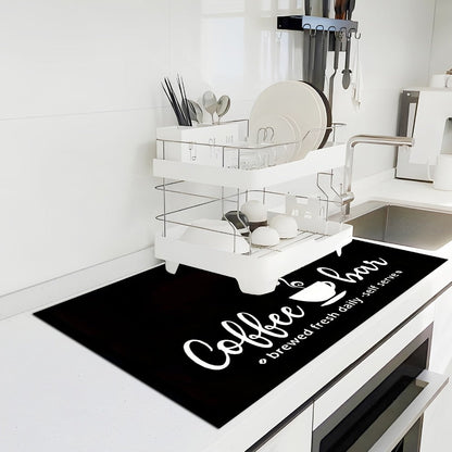 Kitchen Mat, Bohemian Coffee Bar Counter Pad in Five Sizes with Absorbent Fabric and Machine-Wash Care