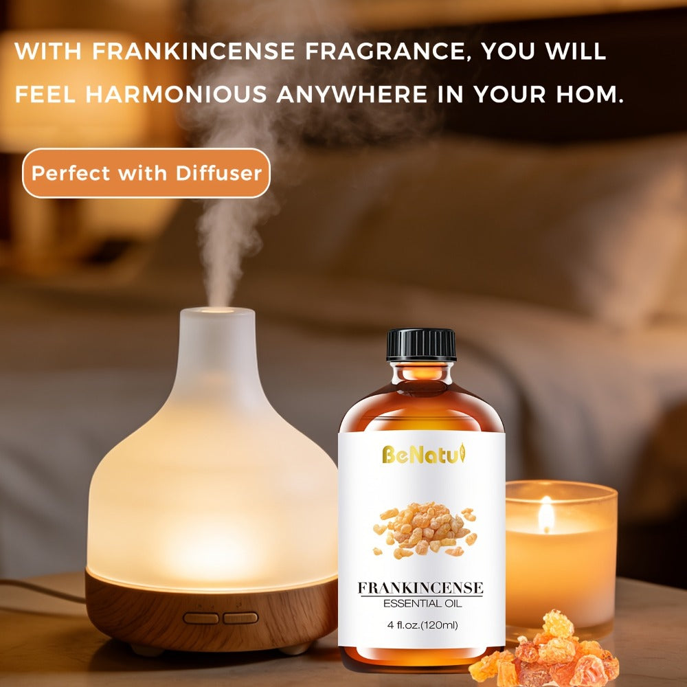 120ml Essential Oil Bottle with Frankincense, Lemon, Lemongrass or Rosemary Labels and 1- or 2-Bottle Options