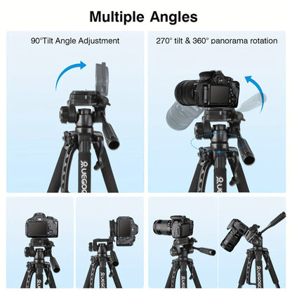 Camera Tripod 5ft Heavy Duty for DSLR & Mirrorless with Phone Holder & Storage Bag – Portable Professional Video Stand for Photography, Vlogging, Streaming, YouTube & Travel