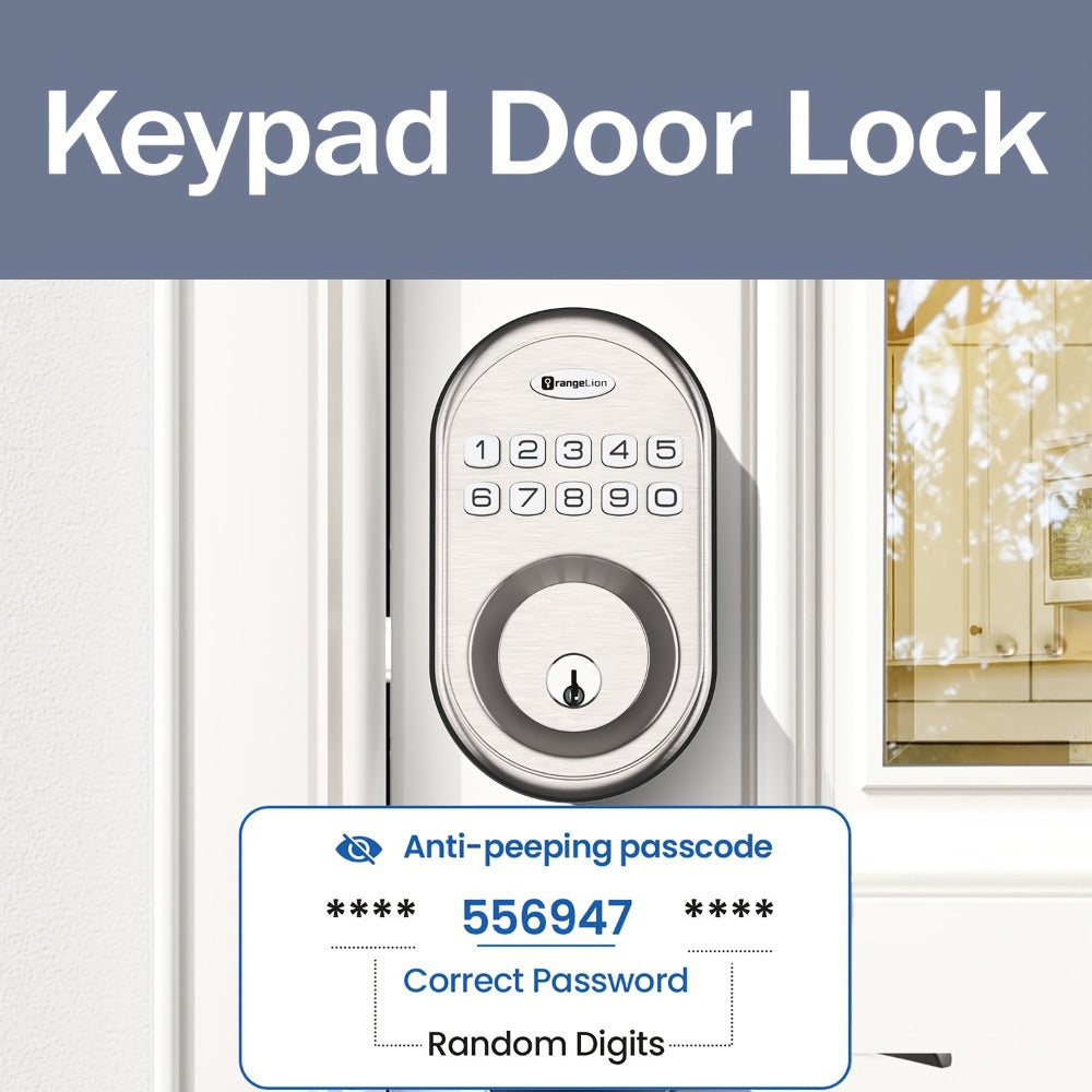 Heavy Duty Smart Deadbolt with Biometric Fingerprint & Keypad - App Control, Auto-Lock, Keyless Entry for Front Door, Office & Apartment, Zinc Alloy, Optional Handle Set Included