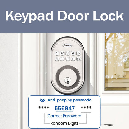 Heavy Duty Smart Deadbolt with Biometric Fingerprint & Keypad - App Control, Auto-Lock, Keyless Entry for Front Door, Office & Apartment, Zinc Alloy, Optional Handle Set Included