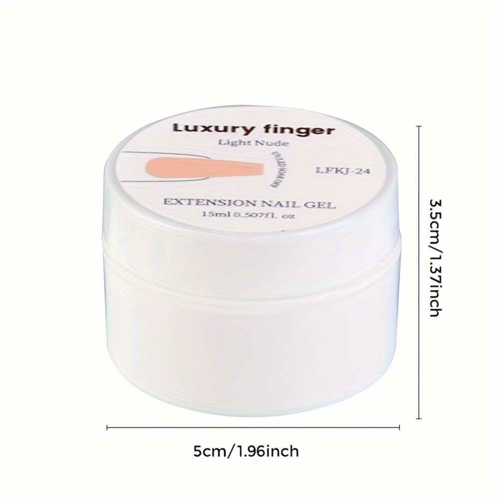 Six-Color Builder Gel Set, 15ml Each in Clear, White, Milky Jelly, Light Pink, Pink and Nude for Nail Extensions