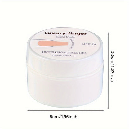 Six-Color Builder Gel Set, 15ml Each in Clear, White, Milky Jelly, Light Pink, Pink and Nude for Nail Extensions