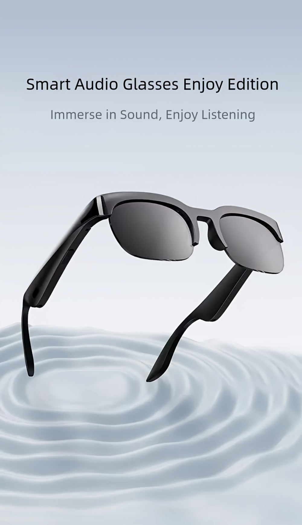 Smart Glasses Translation Eyewear with Photochromic Lenses, Wireless Earphones, Microphone and Rechargeable Battery