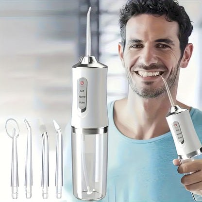 Electric Oral Irrigator Water Flosser with 360° Rotating Nozzle & Precision Pressure Control — Deep Cleans Teeth & Gums, Replaceable Heads, USB Rechargeable, 4 Colors, Home & Travel