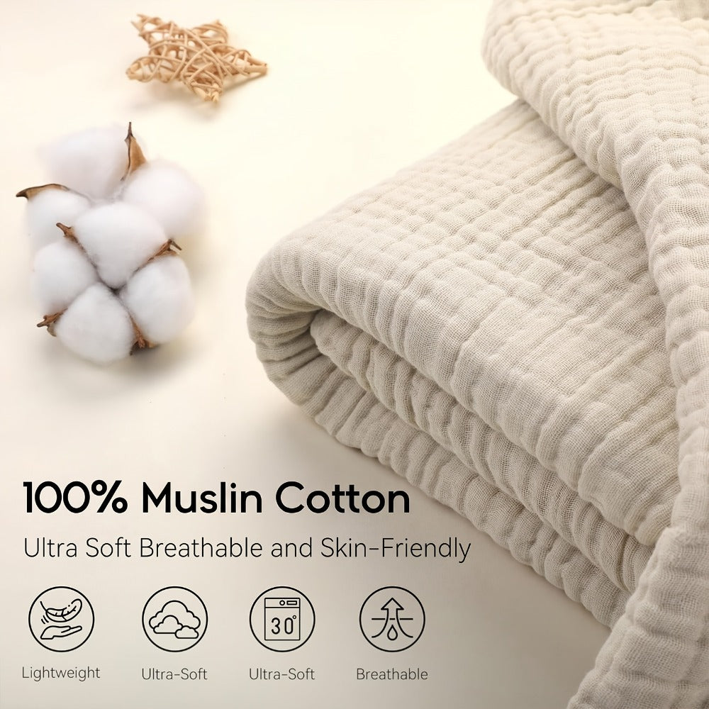 Morandi Cotton Muslin Blanket 6-Layer – Soft Gauze Throw for Couch & Bed, Lightweight Breathable All Season, Machine Washable, 6 Colors