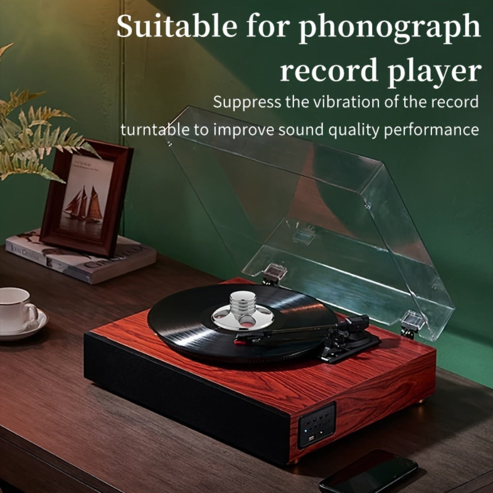 Vinyl Record Weight Stabilizer, 79 mm Metal Turntable Clamp in Solid or Four-Hole Black, Silvery and Golden Options