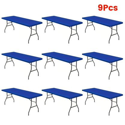 Tablecloth Elastic Cover Set for 6-Foot Rectangle Tables in 3, 6, 9 or 12 Pieces and Three Colors