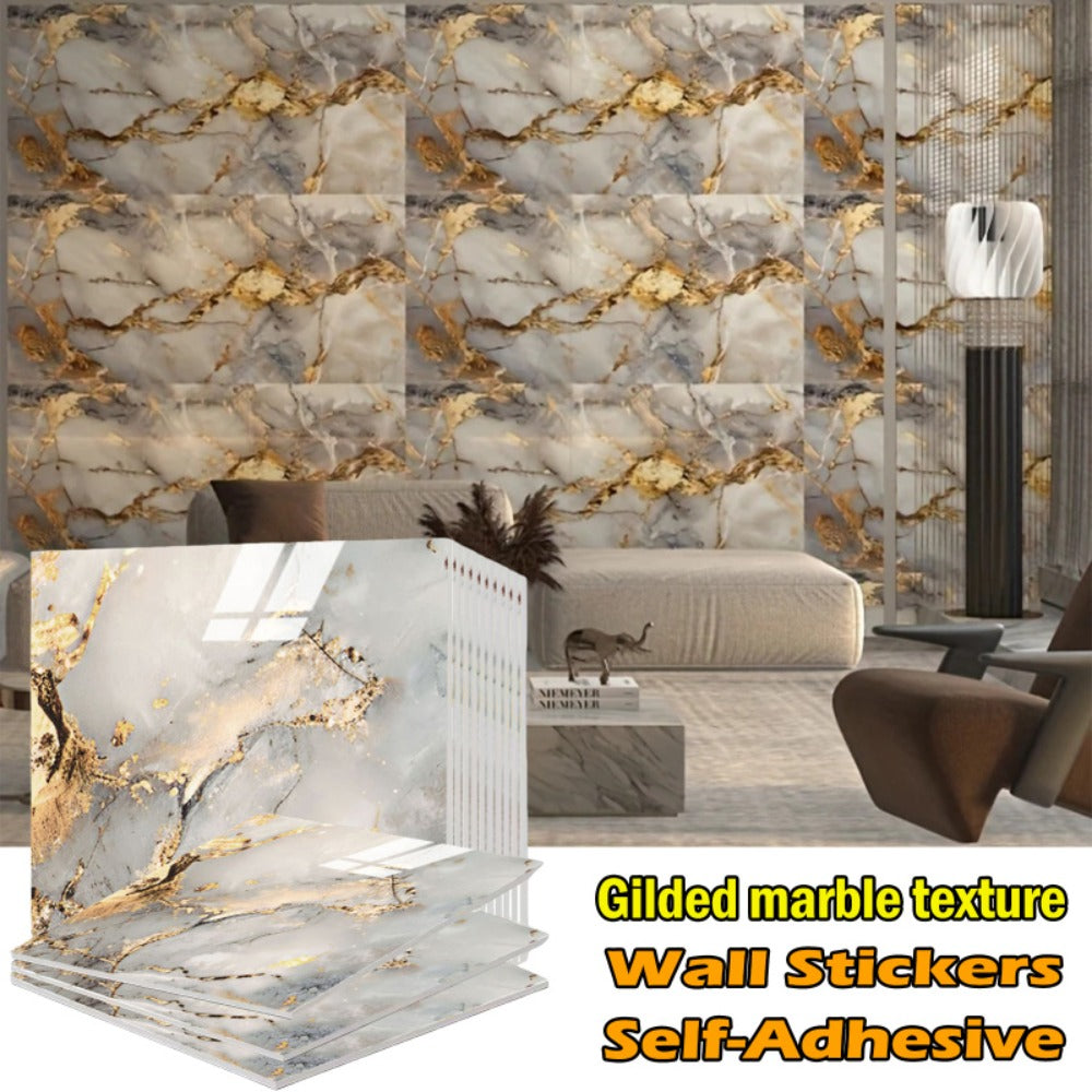 Marble Gold-Vein Wall Tile Sticker Set with 30 cm Panels, Four Colors and 50- or 100-Piece Packs