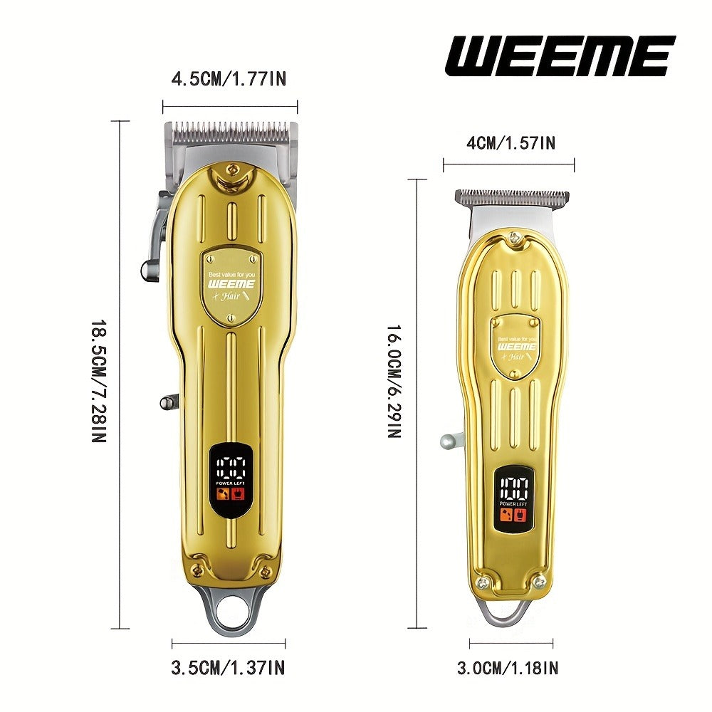 Hair Clipper & Beard Trimmer Combo Set - WEEME 2-in-1 Cordless Rechargeable Electric Hair Cutting Kit for Men, Professional Grooming Set with Trimmer, Father's Day Gift for Men, Golden & Silver