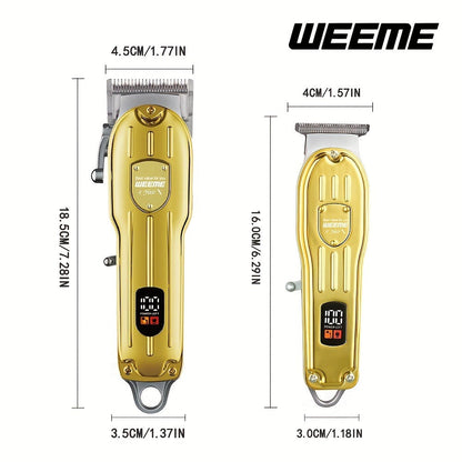 Hair Clipper & Beard Trimmer Combo Set - WEEME 2-in-1 Cordless Rechargeable Electric Hair Cutting Kit for Men, Professional Grooming Set with Trimmer, Father's Day Gift for Men, Golden & Silver