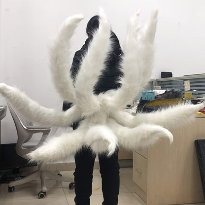 Costume Accessories Nine-Tailed Fox Prop, 31.5-Inch Knit Cover with Alloy Frame for Naruto and Ahri Styling