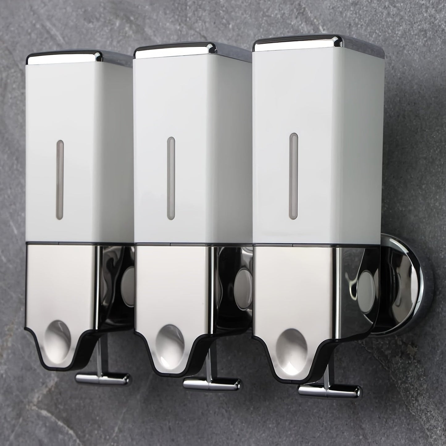 Three-Bottle Wall-Mounted Soap Dispenser Set with 16.91 oz 500 ml Source Capacity in Five Finish Options