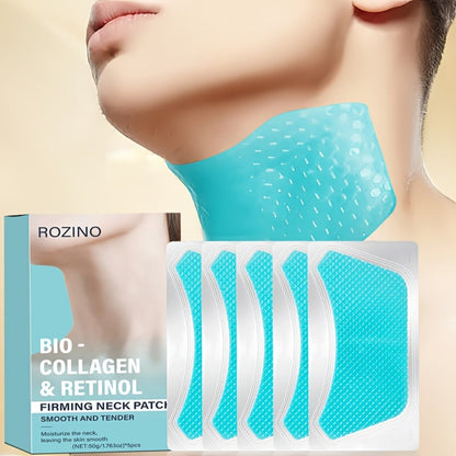 Neck Mask Patch 5pcs Firming & Lifting — Bio Collagen, Bee Venom & 4-in-1 Retinol Gel Patch, Reduces Wrinkles & Sagging, Brightening Anti-Aging Neck Skin Care for Women
