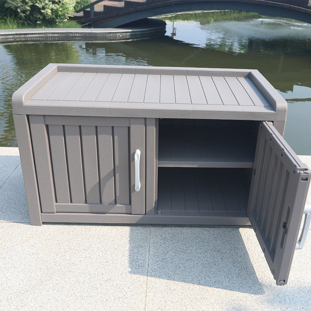 Light Brown Shoe Storage Bench with Hidden Cabinet for Entryway, Porch, Patio, Mudroom or Hallway Organization
