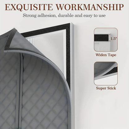 Quilted Magnetic Door Curtain in Grey or Brown with Six Exact Widths and 82.7-Inch Listed Length