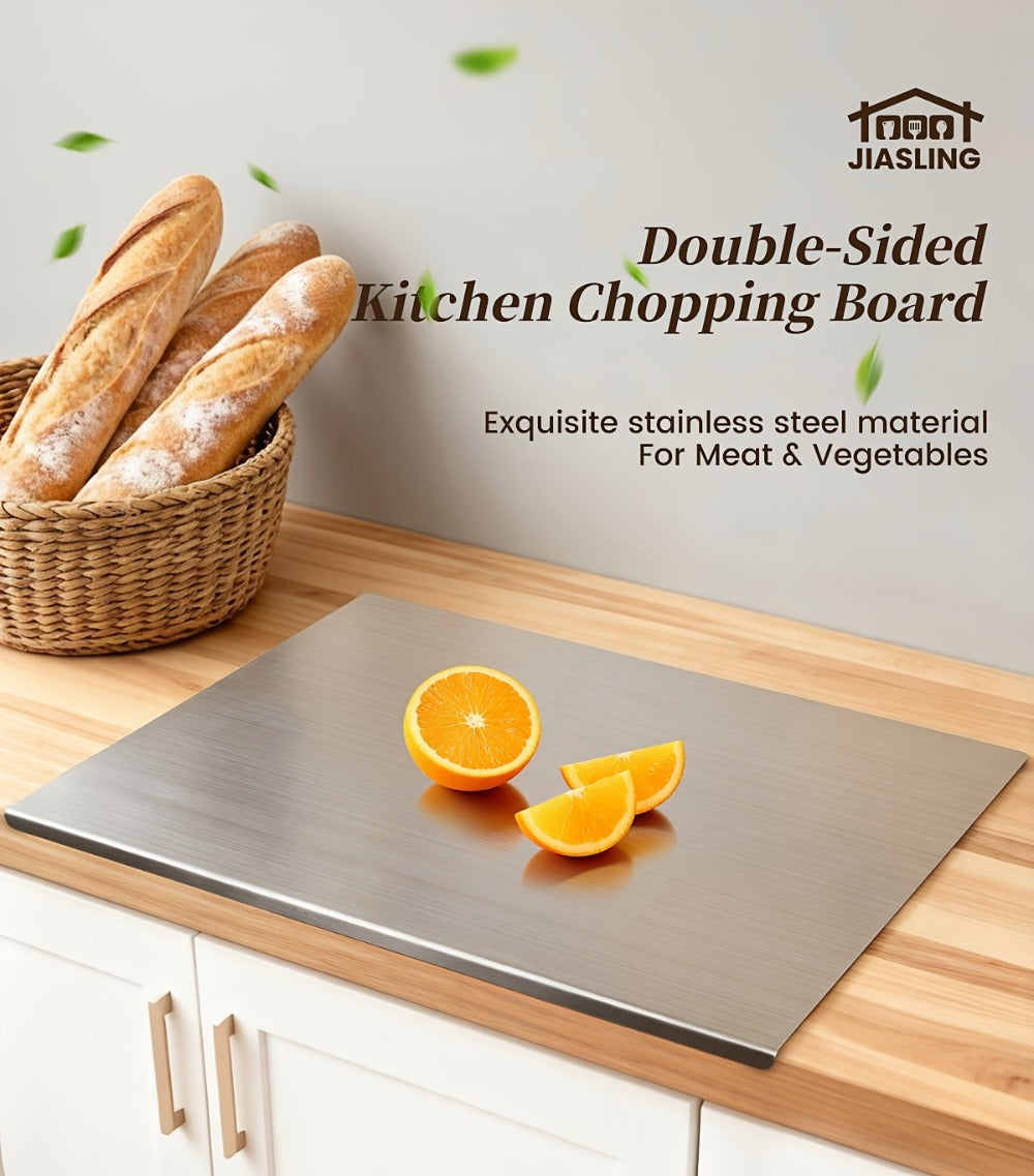 Stainless Steel Cutting Board & Rolling Pastry Board – Non-Slip Kitchen Prep Mat with Butcher Block Surface