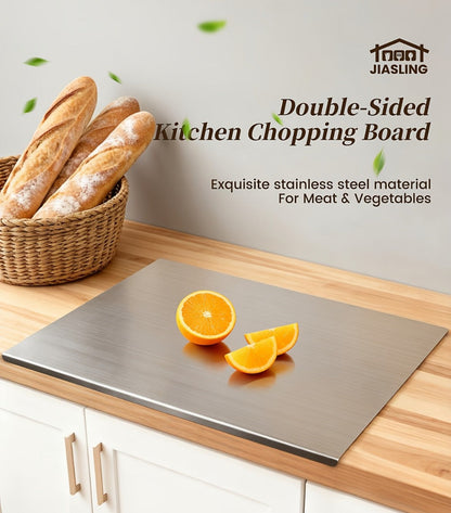 Stainless Steel Cutting Board & Rolling Pastry Board – Non-Slip Kitchen Prep Mat with Butcher Block Surface