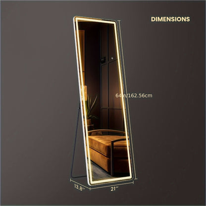 LED Full Length Mirror with Lights, Touch Control Lighted Full Body Mirror for Entryways, Bedrooms and Living Spaces