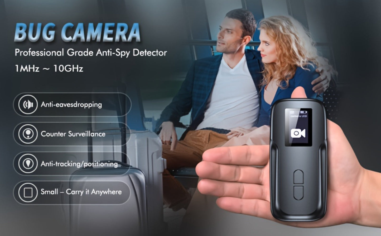 Hidden Camera Detector with OLED Screen – RF Signal & Infrared Anti-Spy Bug Detector, GPS Tracker Finder, Anti-Eavesdropping Scanner for Travel, Hotel, Airbnb, Office & Car Security